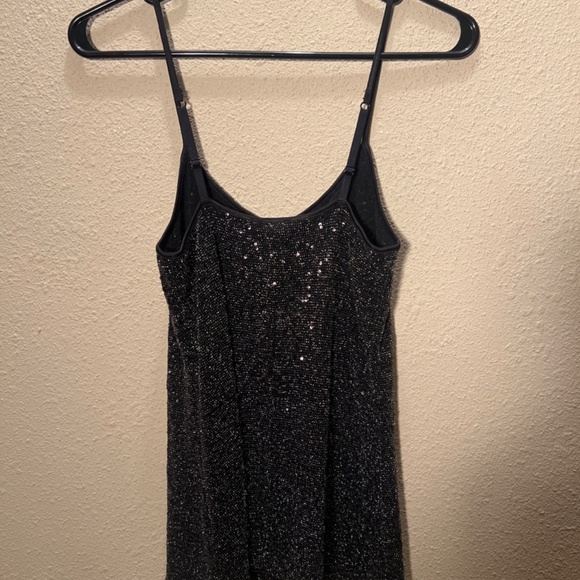 Black Sparkle Stretchy Express Spaghetti Strap tank w/ adjustable straps - Picture 5 of 7